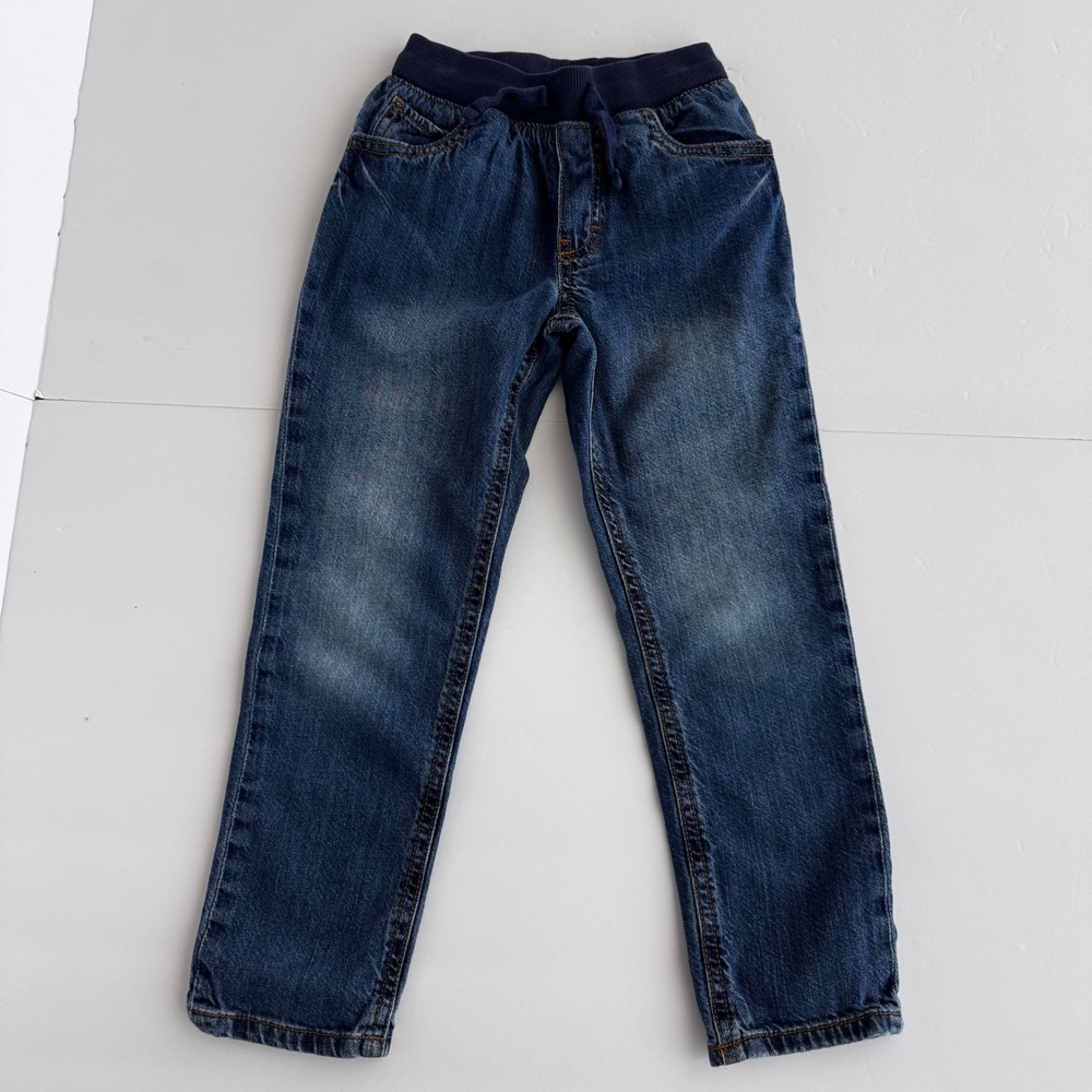 Carters Kid Boys Blue Denim Pull On Jeans Ribbed Waistband Size 5/5A Medium Wash